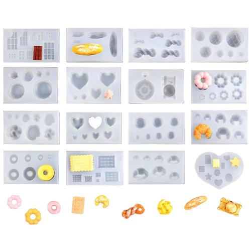 サムコス ミニチュア シリコンモールド 16個セット スイーツ パン型 ドーナツ エポキシ樹脂 UVレジン シリコン モールド DIY 手作り アクセサリー キーホルダー イヤリング パーツ 作成 抜き型