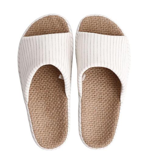 [YAKIDA] 人間工学デザイン スリッパ 室内 夏用 麻 ルームシューズ 室内履き 静音 軽量 前開き 滑り止..
