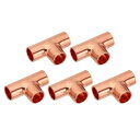 PATIKIL 銅 継手 9.52mm内径 1mm 厚型T字型銅継手 5個 99.9%配管 HVAC用の古い接続を備えた 3ウェイ純銅パイプフィッティング チューブ コネクタ