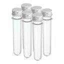 PATIKIL 45ml プラスチック製試験管(ねじキャップ付き) 6個セット 141x25mm 科学的なパーティー 装飾 あめ ビーズ 入浴剤 実験用 シルバ...