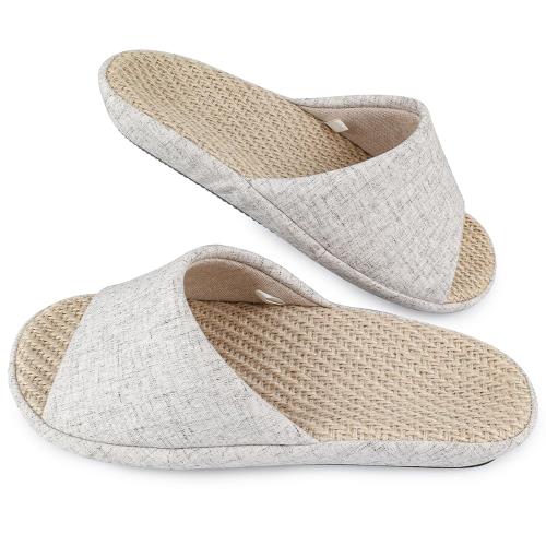 [YAKIDA] スリッパ 室内 夏用 軽量 麻 洗える ルームシューズ 室内履き 「天然黄麻×和風」 蒸れない 人..