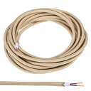 PATIKIL ファブリック布カバーラウンドワイヤー 5 M 18AWG 2コア ヴィンテージ編み電気コード ペンダントライトDIYプロジェクト用 ベージュ