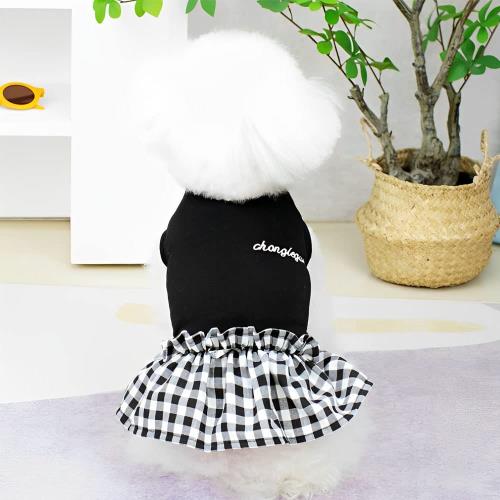 サムコス 犬服 ワンピース ペット服 犬猫洋服 チェック柄 蝶結び 袖なし 春夏秋 犬の服 お姫様 レース ..
