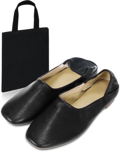 [Tophana] 創新版快適設計 携帯スリッパ レディース 軽やかな歩行感・収納ポーチ付 スリッパ 携帯シューズ 上履き 室内履き 抗菌防臭加工 超軽量 滑り止め 丸洗いOK 卒業式 入学式 学校行事 お受験 授業参観 (ブラック, 大人, 23.5 cm, 数値, 日本の靴のサイズ寸法)