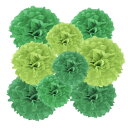 PATIKIL 20/24/30 cm ティッシュポンポンフラワー 18個 ペーパーフラワーボール 結婚式 誕生日 卒業式 文化祭 パーティー バックドロップ装飾 緑トーン