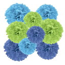 PATIKIL 20/24/30 cm ティッシュポンポンフラワー 18個 ペーパーフラワーボール 結婚式 誕生日 卒業式 文化祭 パーティー バックドロップ装飾 パープル、ブルー緑