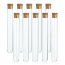 PATIKIL 12ml 試験管 4.92x0.63 ガラス製クリアな丸底試験管コンテナ10個セット ビーズパーティーあめバスソルト収納科学実験植物増殖用コルク...
