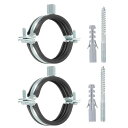 PATIKIL 2.9-3.1/74-80mm スプリットリングパイプハンガー 2個重い調整可能なパイプブ ラケットクランプ 亜鉛メッキ鉄壁天 井取り付けパイプストラップサポート ネジ&拡張管付き ブ ラッ ク