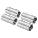 PATIKIL 304ステンレス鋼パイプ継手 G1/2 x G1/2 メススレッド 2インチ/50mm 長さ ニップル鋳造パイプカップリング継手 4個セット 直径25mm