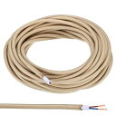PATIKIL ファブリック布カバーラウンドワイヤー 10 M 18AWG 2コア ヴィンテージ編み電気コード ペンダントライトDIYプロジェクト用 ベージュ