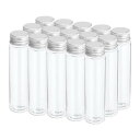PATIKIL 80ml プラスチック製試験管(ねじキャップ付き) 15個セット 128x33 mm フラットボトム試験管 科学的なパーティー 装飾 あめ ビー...