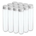 PATIKIL 80ml プラスチック製試験管(ねじキャップ付き) 12個セット 156x30mm 科学的なパーティー 装飾 あめ ビーズ 入浴剤 実験用 シル...