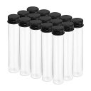 PATIKIL 65ml プラスチック製試験管(ねじキャップ付き) 15個セット 150x27mm フラットボトム試験管 科学的なパーティー 装飾 あめ ビーズ...