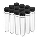 PATIKIL 45ml プラスチック製試験管(ねじキャップ付き) 12個セット 141x25mm 科学的なパーティー 装飾 あめ ビーズ 入浴剤 実験用 黒