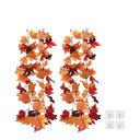 PATIKIL 造花 人工紅葉 ガーランド 長さ170cm 2個入り 人工葉 メープルリーフガーランド 楓の葉 秋の装飾 吊り蔓葉装飾 ホーム 感謝祭 結婚式 雰囲気作り ハロウィン パーティー用 ダークレッド