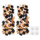 PATIKIL 造花 人工紅葉 ガーランド 長さ175cm 2個入り 人工葉 メープルリーフガーランド 楓の葉 秋の装飾 吊り蔓葉飾り 家庭用 感謝祭 結婚式 雰囲気作り ハロウィンパーティー用 黒/イエロー