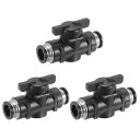 PATIKIL 12mm空気式ボールバルブ 3パック12mm OD BUCプッシュ・トゥ・コネクトチューブフィッティングス・ボールバルブユニオンストレートエアフローコントロールバルブ エアハイドロ用 黒シルバー