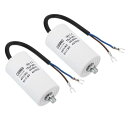 PATIKIL CBB60 15μF ランニングコンデンサー 2個セット AC 450V U端子ワイヤー 50/60Hz シリンダー底部 M8ネジ付き 洗濯機 ...