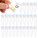 PATIKIL 1.5ml プラスチック試験管 200個セット 透明な凍結試験管 目盛り付き容器 ねじキャップ付き 研究所 科学 白いキャップ