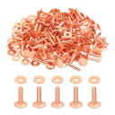 PATIKIL レザーリベット 12x4x16mm バー 100セット ワッシャー 銅製ファスナー 留め具 皮革工具 手芸パーツ メタルスタッズ ポスト レザー...