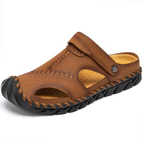 [SOARHOPE] さんだる サンダル メンズ スポーツさんだる ファッションサンダル ドライバーサンダル 男性用 夏 本革 滑らない 歩きやすい 人気 sandals 2way カーキ 26.0cm