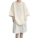上下セット メンズ 半袖 Tシャツ 夏服 パンツ セットアップ ジャージ 大きいサイズ カジュアル 吸汗速乾 2点セット ゆったり おしゃれ 薄手 快適 涼しい 部屋着 メンズ apricot XL