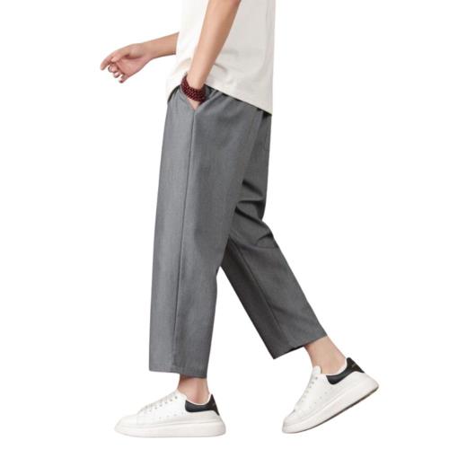 [Aaronlive] サルエル パンツ メンズ 通気性 大きいサイズ 9分丈 快適 無地 カジュアル おしゃれ ゆったり サルエル ウエストゴム 袴パンツ 春夏秋対応gray 2XL