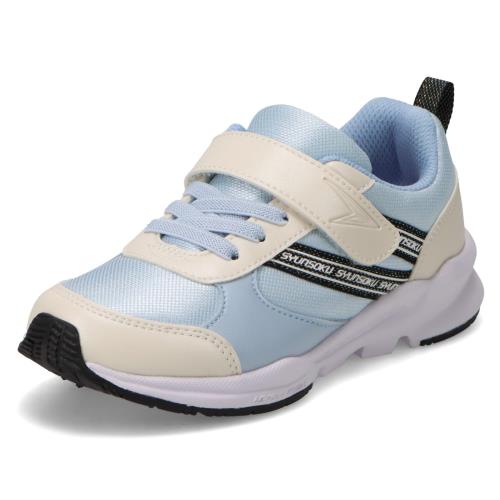 [シュンソク] スニーカー キッズ 女の子 子供靴 幅広 軽量 16~23cm 3E LEC 8140 サックスマルチ 22.5 cm