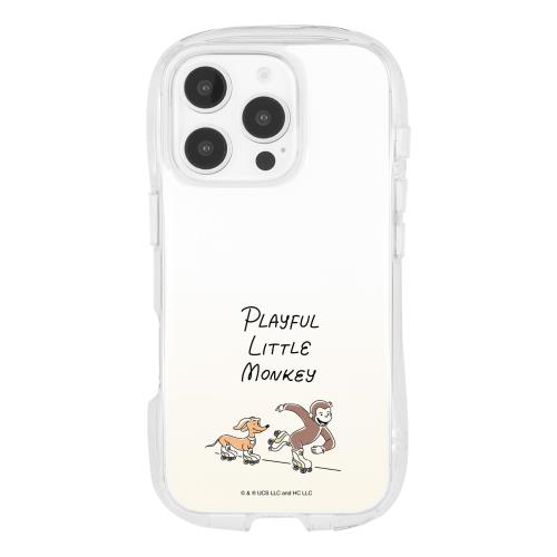 グルマンディーズ おさるのジョージ iPhone16 Pro 対応 クリスタルクリアケース ローラースケート CG-39B