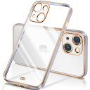 iPhone13 mini ケース クリア 透明 アイフォン13mini カバー メッキ加工 耐衝撃 TPU ソフト 薄型 軽量 ストラップホール付き 落下防止 ワイヤレス充電 (クローブ紫)(2)