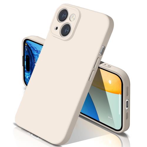 iphone15 Plus 用 ケース シリコン 耐衝撃 アイフォン15Plus カバー さらさら手触り 傷付き防止 超軽量 マット質感 指紋防止 レンズ保護 ワイヤレス充電(アンティークホワイト)