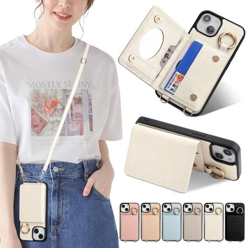 Sences iPhone 13 スマホケース iPhone 13 ケース 手帳型 ショルダー クロコ風型押し アイフォン 13 スマホケース 手帳型 カード収納 iPhone 13 携帯ケース 手帳型 肩