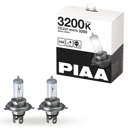 PIAA ヘッドランプ/フォグランプ用 ハロゲンバルブ H4 3200K セレストホワイト 車検対応 2個入 12V 60/55W(110/100W相当) 安心のメーカー保証1年付 HX301