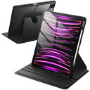 JEDirect 回転ケース iPad Pro 12.9インチ用 (2022/2021/2020/2018) Pencilホルダー付き 360°回転保護 スタンドカバー クリアバック 自動ウェイク/スリープ (ブラック)(2)
