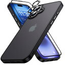 iphone16ケース 半透明 カメラ保護とガラスフィルム付き アイフォン 16 ケース 耐衝撃 米軍MIL規格 アイホン16ケース マット感 黄ばみなし あいほん16ケース 指紋防止 ワイアレス充電対応 スマホケース あいふぉん16 カバー ストラップホール付き マットブラック 6.1インチ g