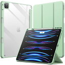 JEDirect iPad Pro 12.9 インチ ケース (2022/2021/2020/2018モデル) Pencil収納可能 透明バックカバー 薄型 スタンド 衝撃吸収 タブレットカバー オートウェイク/スリープ機能 (抹茶グリーン)