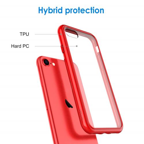 JEDirect iPhone SE 2020/2022 (第2/3世代) iPhone8 iPhone7 ケース 黄ばみなし バンパー 衝撃吸収 傷つけ防止 (レッド)