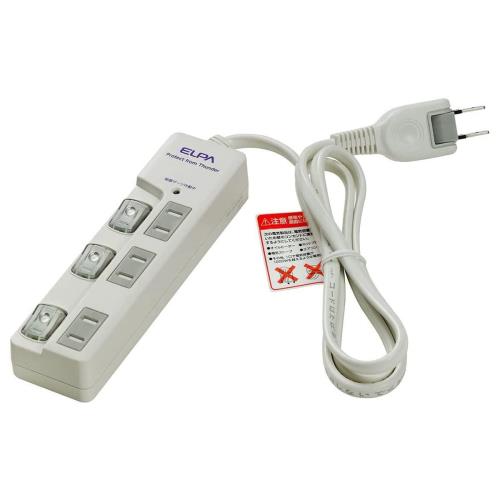 エルパ(ELPA) スイッチ付タップ 雷ガード コンセント 延長コード LED 上差し 3個口 1m WBS-LU301B(W)