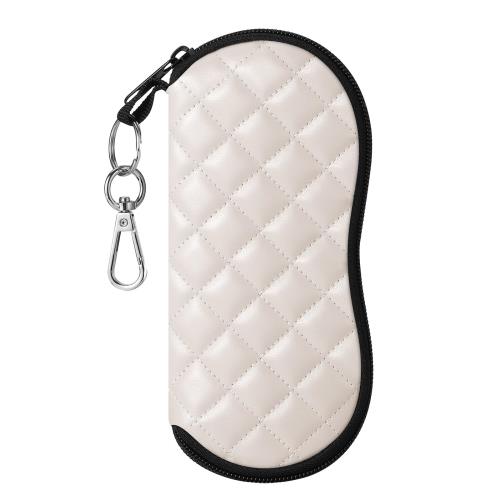 MoKo メガネケース メガネポーチ PU製 ベルベットインナー ファスナー式 フック付き 防滴可能 擦り傷防止 小物入れ 持ち運びには便利 単色アーガイル柄 ...