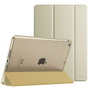 iPad 9 ケース 2021 MoKo iPad 10.2 ケース 第9/8/7世代(2021/2020/2019) 半透明 オートスリープ機能 薄型 スタンド 三つ折り 高級PUレザー 裏地マイクロファイバー 傷防止 スマートケース ChampagneGold