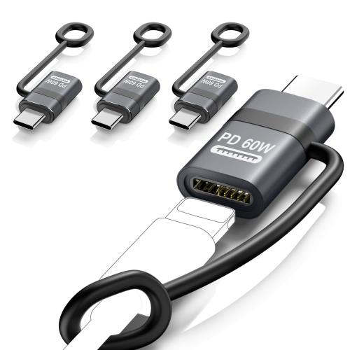 MoKo ライトニングからType C変換用アダプタ 4枚セット 紛失防止シリコンストラップ付き 480Mbpsデータ転送/60W PDチャージ対応 軽量小型 ...