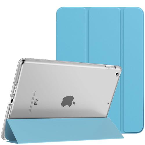 MoKo iPad 9 ケース 2021 iPad 10.2 ケース 第9/8/7世代(2021/2020/2019) 半透明 オートスリープ機能 薄型 スタンド 三つ折り 高級PUレザー 裏地マイクロファイバー 傷防止 スマートケース MistBlue