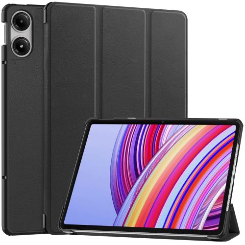 For Xiaomi Poco Pad/Redmi Pad Pro ケース Kluso 超軽量 極薄 高級PU レザー 開閉式 スタンド スマートケース スタンド 機能 Xiaomi Redmi Pad Pro 用 ケースカバー 充電対応 シャオミ Xiaomi Poco Pad/Redmi Pad Pro 対応 (ブラック)
