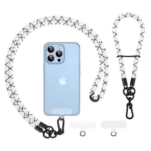 [MoKo] スマホストラップ スマホホルダー ショルダーリスト2本セット 挟み込むタイプ 携帯ストラップ ショルダーストラップ ネックストラップ 紛失/盗難/落下防止 取付簡単 カラビナ付き ホワイト