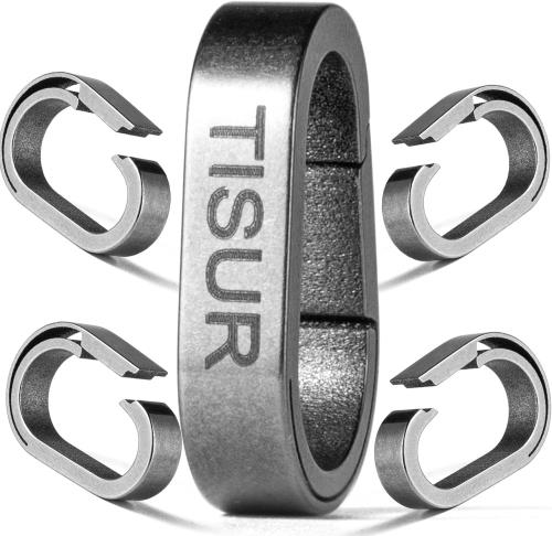 TISUR チタン キーホルダー キーリング カラビナ 連結用 ミニフック クイックリリース コネクター (グ..