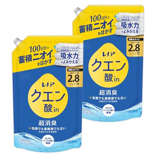 まとめ買い レノア クエン酸in 超消臭 すすぎ消臭剤 さわやかシトラス(微香) 詰め替え 1080mL ×2個