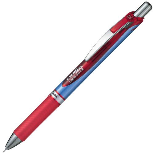 ぺんてる ボールペン ゲルインキ エナージェル ノック式 0.5mm ブルー軸 XBLN75-B 赤 5本 ぺんてる ボールペン ゲルインキ エナージェル ノック式 0.5mm ブルー軸 XBLN75-B 赤 5本