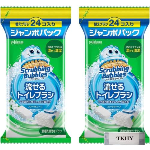 まとめ買い スクラビングバブル 流せるトイレブラシ フローラルソープの香り ジャンボパック 替えブラ..