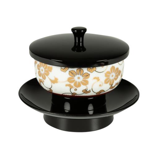 サンメニー 本格 九谷焼 茶碗 付 茶台 茶托 山中漆器 日本製 お手軽 仏具 お盆 法事 に 定番 仏具 おち..