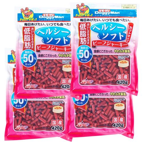 ドギーマン 犬用おやつ ヘルシーソフトビーフジャーキー カットタイプ ビーフ 420g×4個 (まとめ買い)